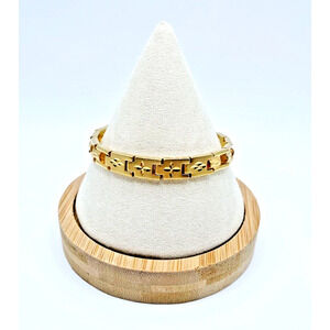 Stainless Steel 10k Gold Vermeil Magnetic Therapy Bracelet Diamond Cut 7.25"